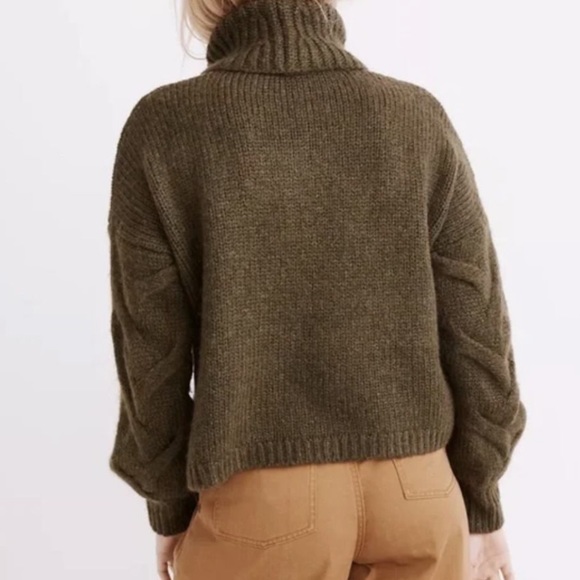 NWT Madewell Somervell Modern Cable Turtleneck Sweater, Size XS Olive Green - Picture 2 of 8